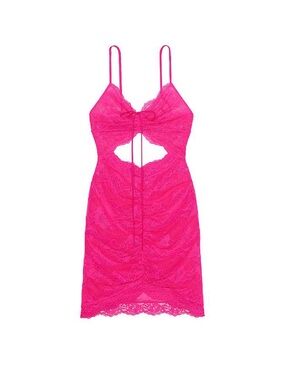 VICTORIA'S SECRET Ruched Lace Cutout Mini Dress